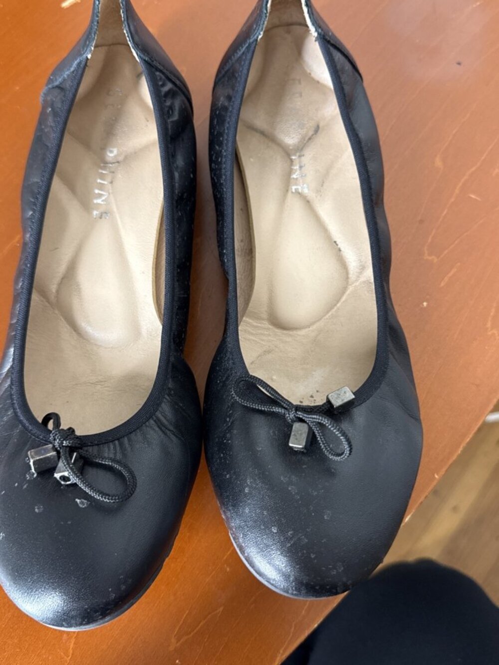 Seraphine Comfort Women's Black String Tie Bow Ballet Flat Shoes Made Spain 39